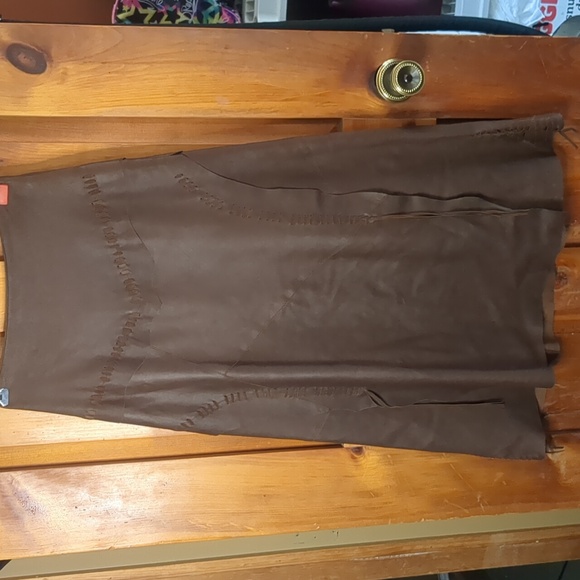 Danier Dresses & Skirts - DANIER* buttery soft leather boho hippy chic western lace tie up raw edge skirt